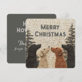 Carte de Noël Carrée Chiens Labrador Mignons (Devant / Derrière)