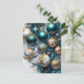 Carte de Noël Carte postale avec des ornements lux (Debout devant)