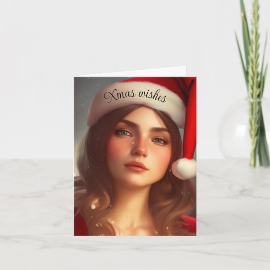 carte de noël casquette fille (Devant)