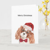 Carte de Noël Cavalier King Charles Spaniel (Fleur jaune)