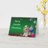 Carte de Noël Cavalier King Charles Spaniel (Fleur jaune)