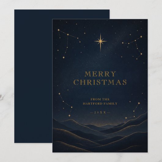 Carte de Noël Céleste Moderne Or TMF26 (Devant / Derrière)