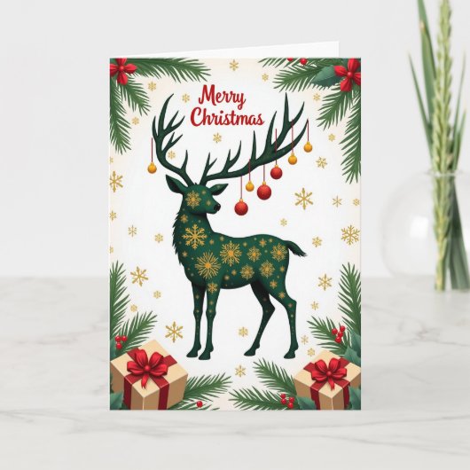 Carte de Noël Cerf Émeraude (Devant)