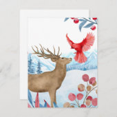 Carte de Noël Cerf et Cardinal (Devant / Derrière)