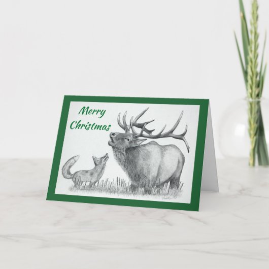 Carte de Noël Cerf et Renard de Noël (Devant)