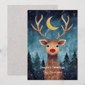 Carte de Noël Cerf fantaisiste (Devant / Derrière)