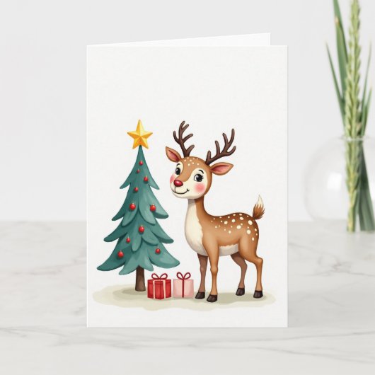 Carte de Noël Cerf Joyeux (Devant)