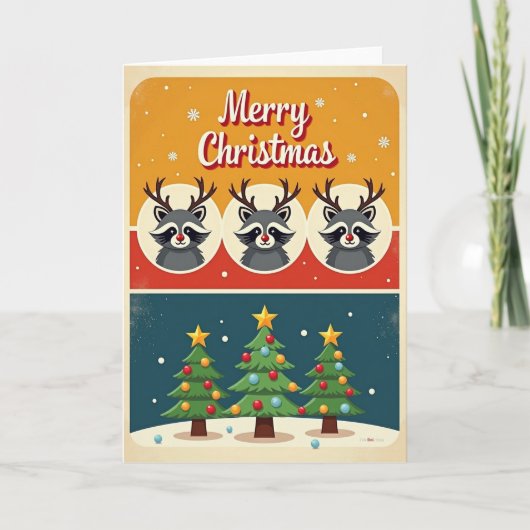 Carte de Noël Cerf Rétro (Devant)
