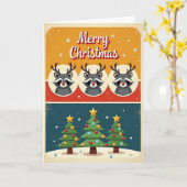 Carte de Noël Cerf Rétro (Fleur jaune)