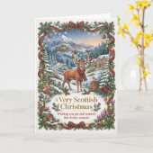 Carte de Noël Cerf Très Écossaise (Fleur jaune)