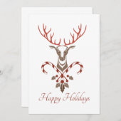 Carte de Noël Cerfs et Sucres de canne (Devant / Derrière)