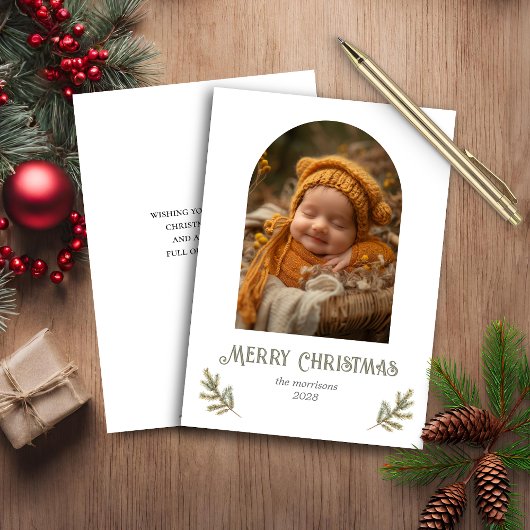 Carte de Noël champêtre en bois rustique à petit b