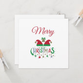 Carte de Noël Chapeaux de Noël Ornements Flocs de (Devant/Arrière en situation)