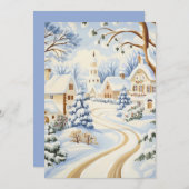 Carte de Noël Charmante de Village enneigé (Devant / Derrière)