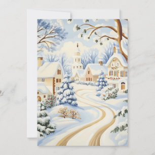 Carte de Noël Charmante de Village enneigé