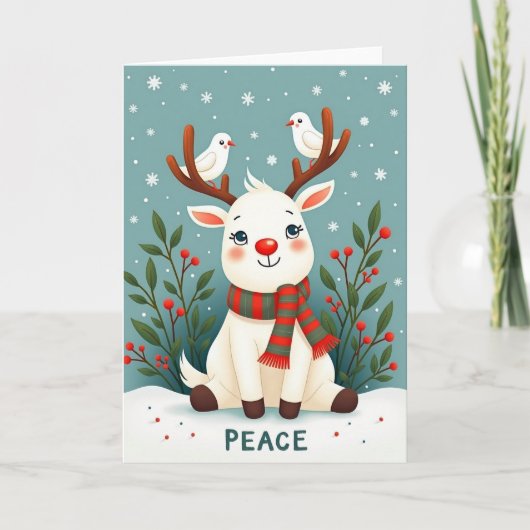Carte de Noël Charmante Faon (Devant)