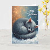 Carte de Noël Chat Cozy (Fleur jaune)