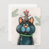 Carte de Noël chat et souris (Devant / Derrière)