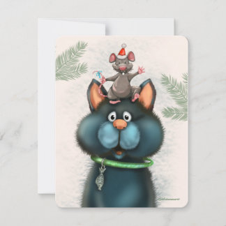 Carte de Noël chat et souris
