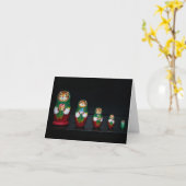 Carte de Noël Chat Matryoshka (Fleur jaune)