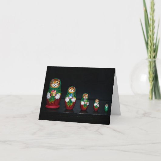 Carte de Noël Chat Matryoshka (Devant)