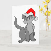CARTE DE NOËL CHAT MIAOU (Fleur jaune)