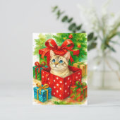 Carte de Noël chat surprise cosy (Debout devant)