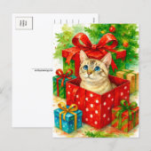 Carte de Noël chat surprise cosy (Devant / Derrière)