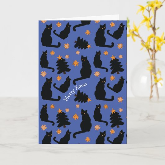 CARTE DE NOËL CHATS PERSONNALISABLE (Fleur jaune)