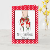 Carte de Noël Chaussons de Ballet Personnalisés (Fleur jaune)