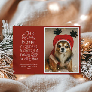 Carte de Noël Cheer Pet Photo Red Holiday