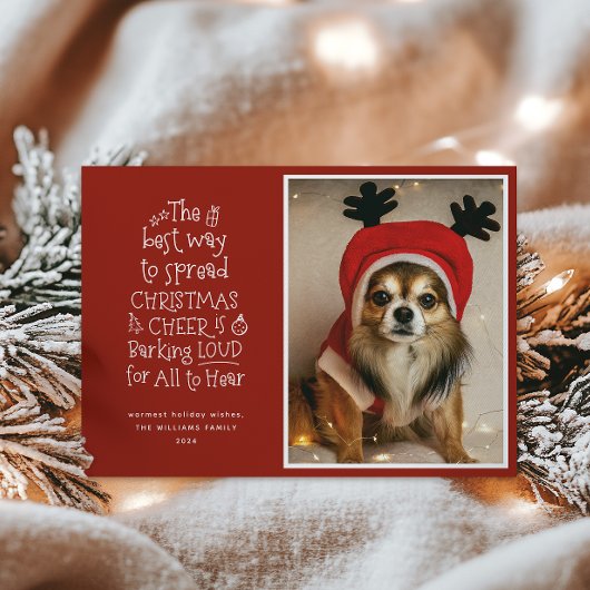 Carte de Noël Cheer Pet Photo Red Holiday