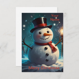 Carte de Noël Cheerful Snowman - Carte de fête.