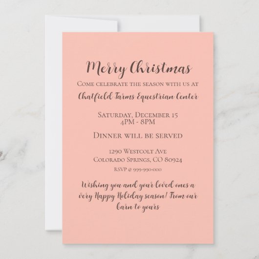 Carte de Noël Cheval (Dos)