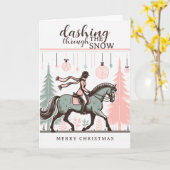 Carte de Noël Cheval (Fleur jaune)