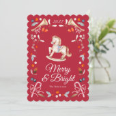 Carte de Noël Cheval à Bascule Vintage (Debout devant)