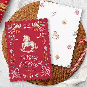 Carte de Noël Cheval à Bascule Vintage