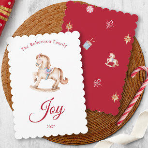 Carte de Noël Cheval à Bascule Vintage