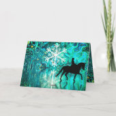 Carte de Noël Cheval Dressage Flocons de Neige Réf (Dos)