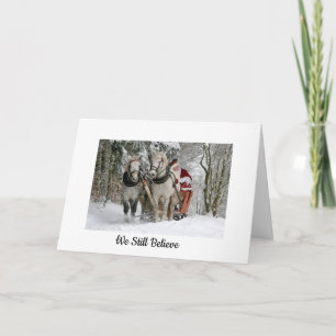 Carte de Noël cheval et traîneau du Père Noël