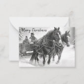 Carte de Noël Cheval vintage et chariot (Devant)