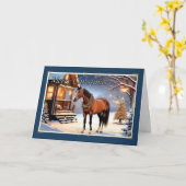 Carte de Noël Cheval Wreathé (Fleur jaune)