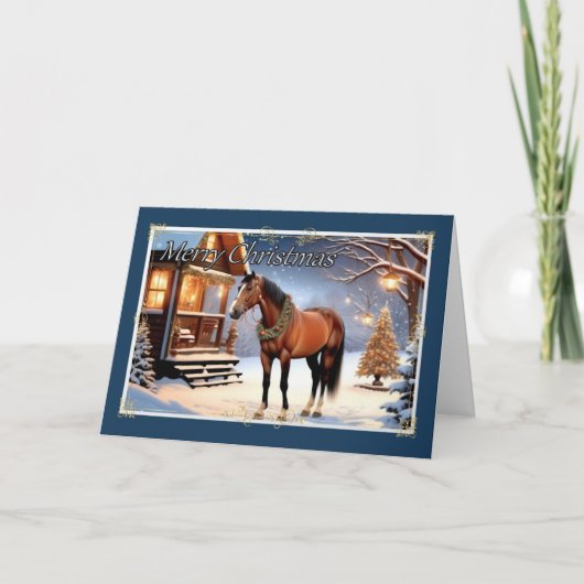 Carte de Noël Cheval Wreathé (Devant)