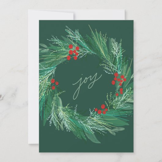 Carte de Noël Chic Botanique Vacances Wreath Appar (Devant)