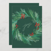 Carte de Noël Chic Botanique Vacances Wreath Appar (Devant / Derrière)