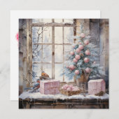 Carte de Noël Chic Chic Shabby Rose Aquarelle (Devant / Derrière)