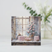 Carte de Noël Chic Chic Shabby Rose Aquarelle (Debout devant)