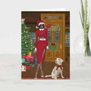 Carte de Noël chic pour femme afro-américaine