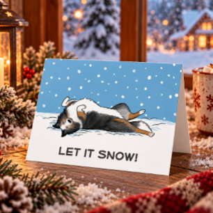 Carte de Noël Chien Blue Merle Shetland Sheepdog