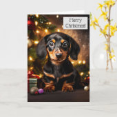 Carte de Noël Chien Chien Chien Chien Chien Chien  (Fleur jaune)